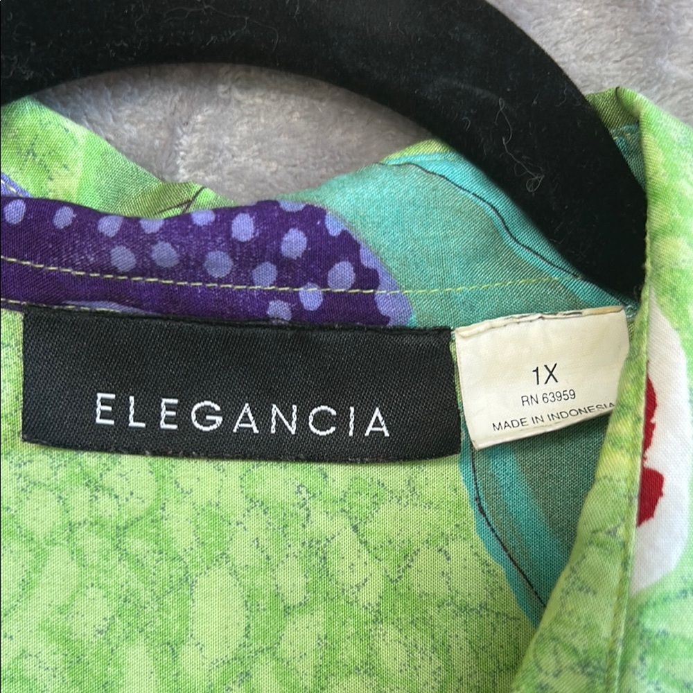 Vibrant Green and Yellow Button Down Shirt - Picture 2 of 3